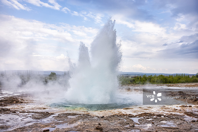 冰岛Strokkur间歇泉喷发图片素材