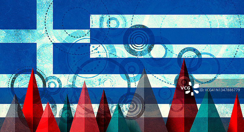 希腊尖峰和圆圈图案图片素材