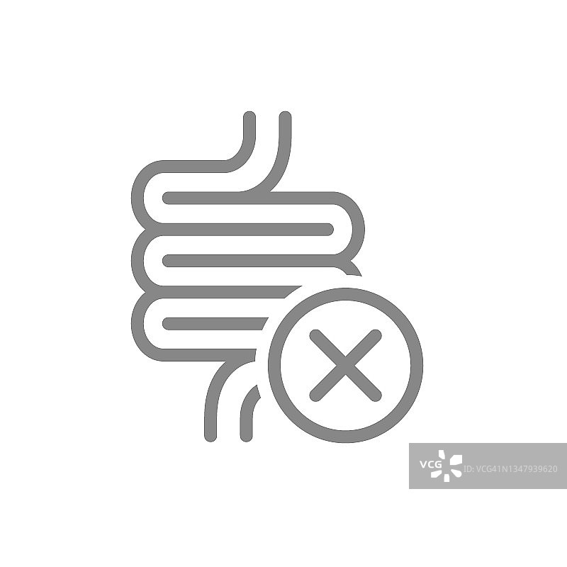 带有复选标记线的肠道图标，内脏器官疾病标志图片素材