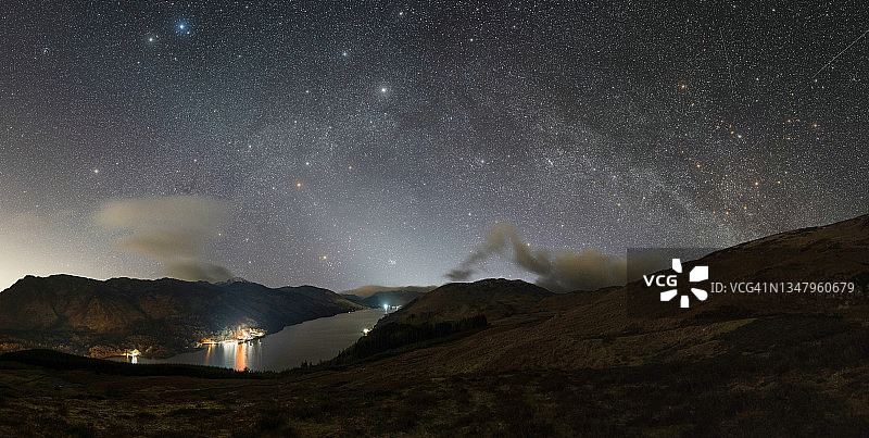 苏格兰洛赫恩的银河拱门和黄道光图片素材