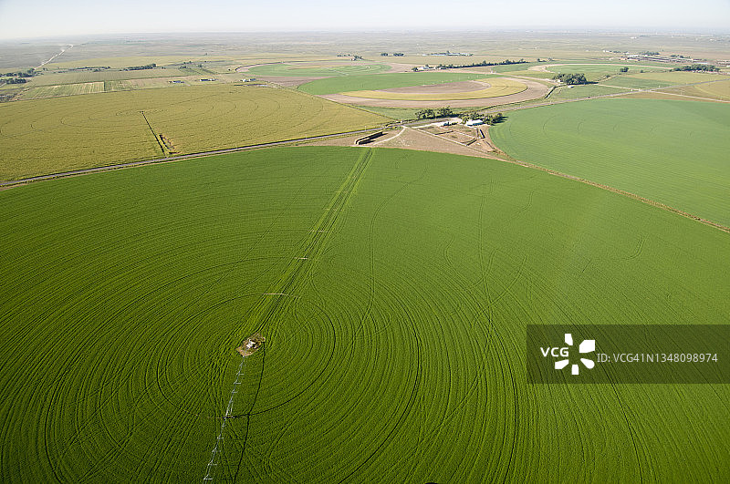 中心支轴式灌溉的圆形农田图片素材