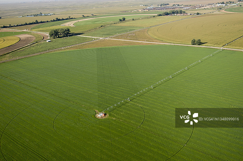 中心支轴式灌溉的圆形农田图片素材