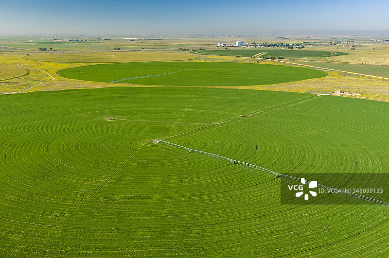 中心支轴式灌溉的圆形农田图片素材