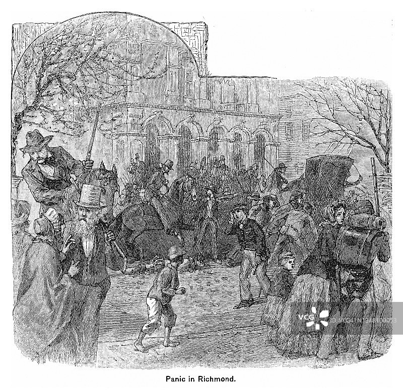 里士满1857年恐慌事件老旧插图图片素材