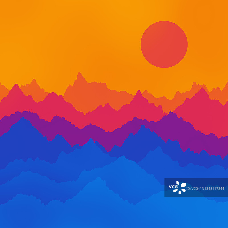 抽象风景日落剪影山峰背景图片素材
