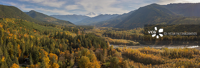 秋季努克萨克河谷壮丽景色鸟瞰图片素材