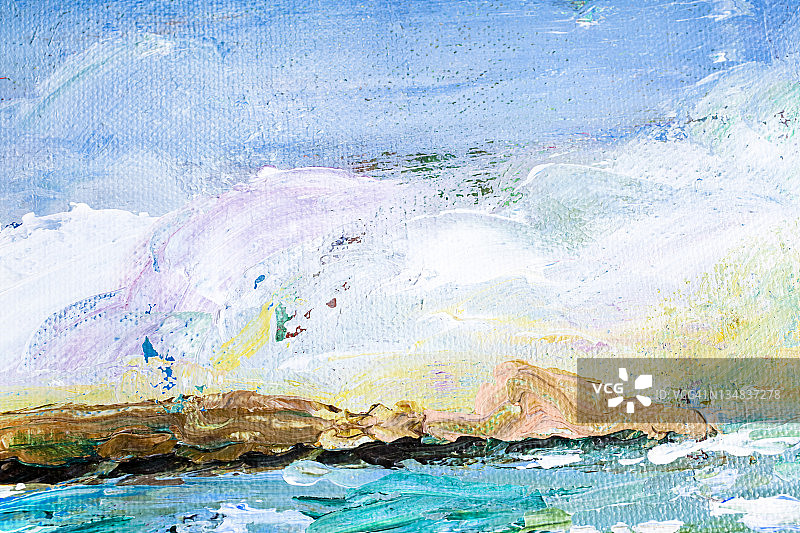 悬崖与海洋的画作图片素材