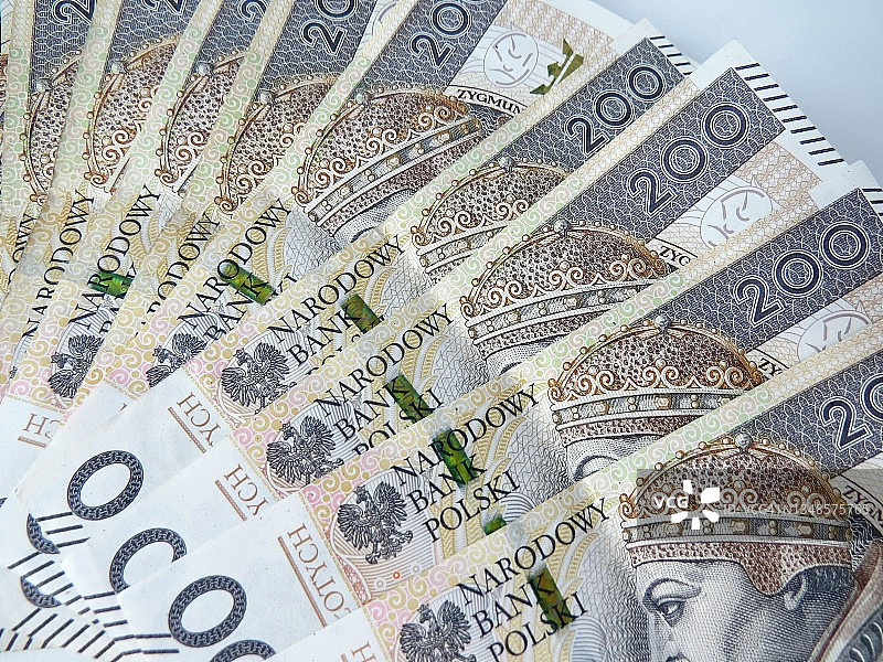 波兰货币：200兹罗提纸币图片素材