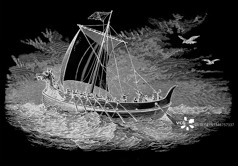 弗洛克派遣渡鸦古版画图片素材