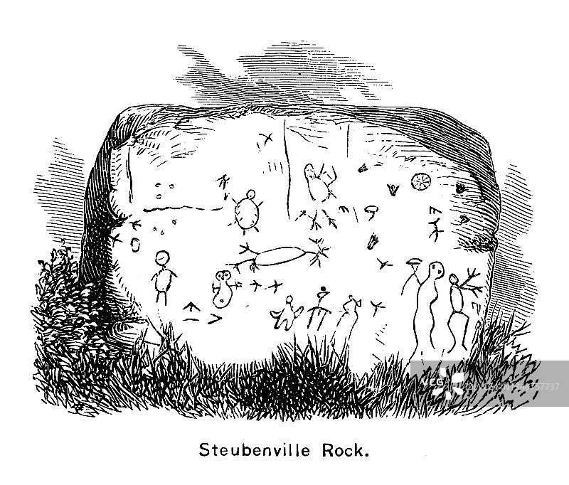 斯托本维尔岩石古老雕刻插图图片素材