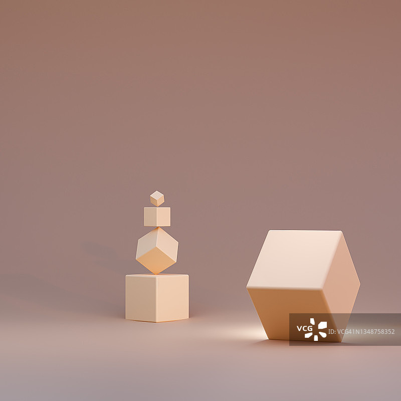 玫瑰几何图形3D背景，带复制空间的领奖台图片素材