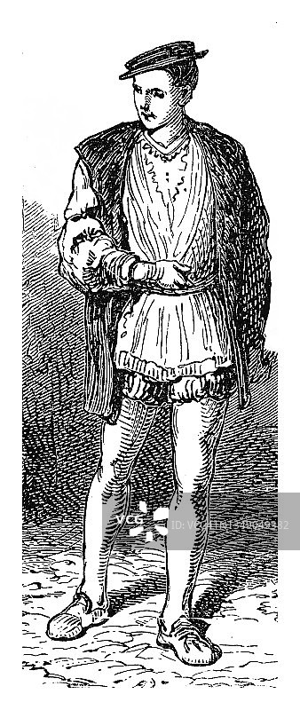 15世纪英国男子雕刻插画图片素材