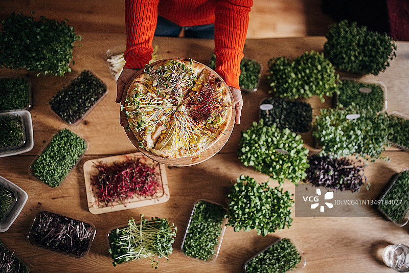 女人手拿健康餐图片素材