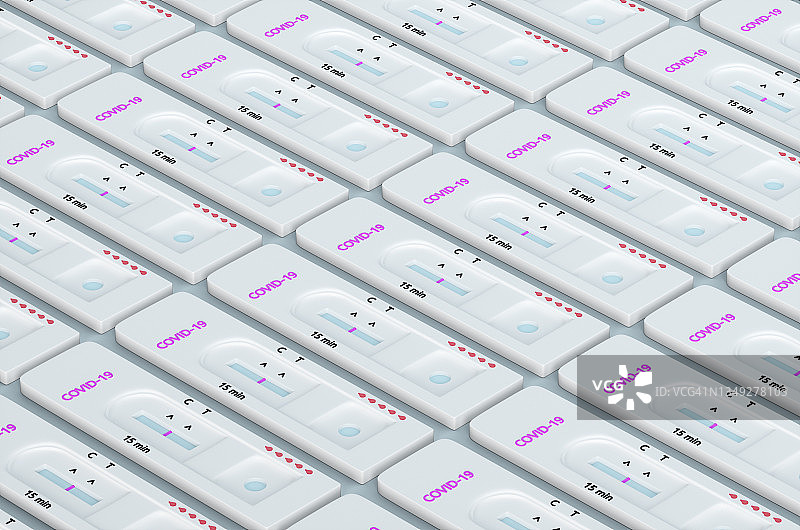 蓝色背景上的波普艺术PCR设备和PCR测试CGI图图片素材