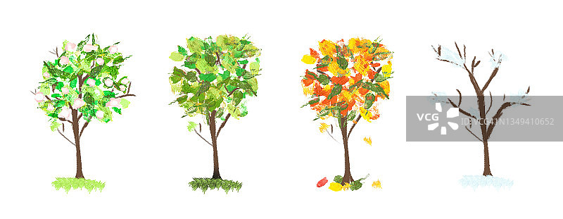 彩绘树 - 四季图片素材