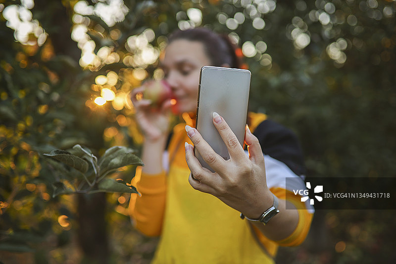 视频通话中展示有机苹果图片素材