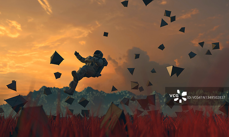 宇航员在遥远星球的引力场图片素材