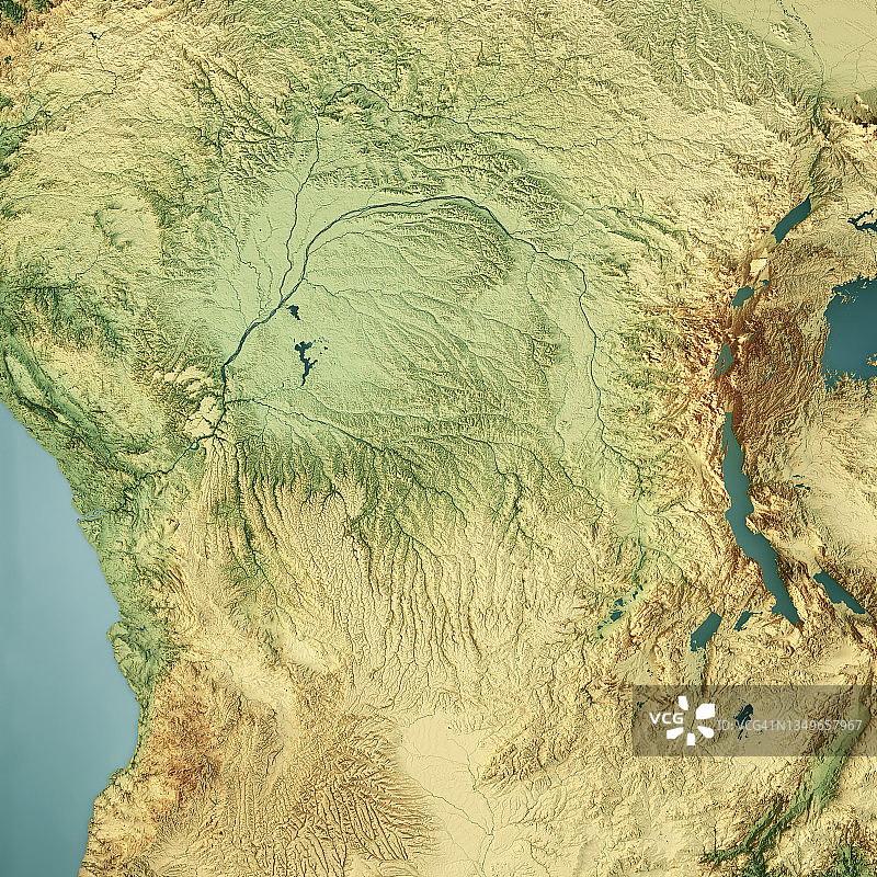 刚果民主共和国地形图3D渲染图片素材