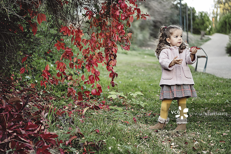 田野上的儿童全身侧视图图片素材