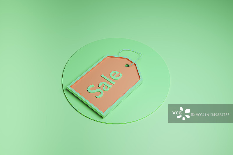 绿色和橙色促销票3D模型，购物概念图片素材