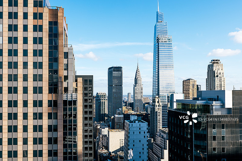 美国纽约城市，克莱斯勒大厦和范德比尔特一号摩天大楼图片素材