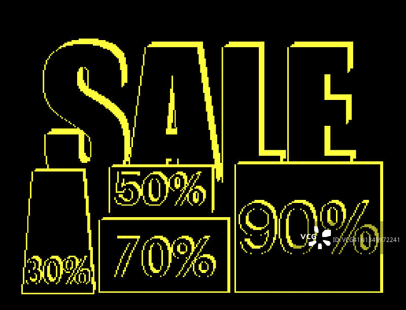 网络星期一和黑色星期五促销banner，像素艺术促销购物车图片素材