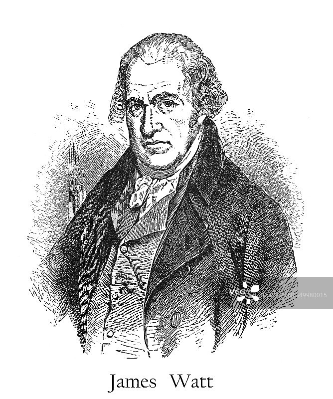 苏格兰发明家、机械工程师兼化学家詹姆斯·瓦特肖像图片素材