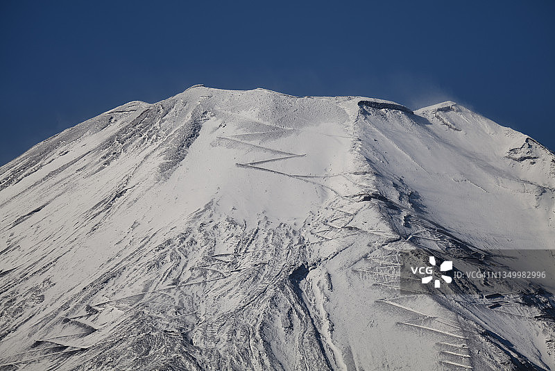 富士山之字形小径特写图片素材