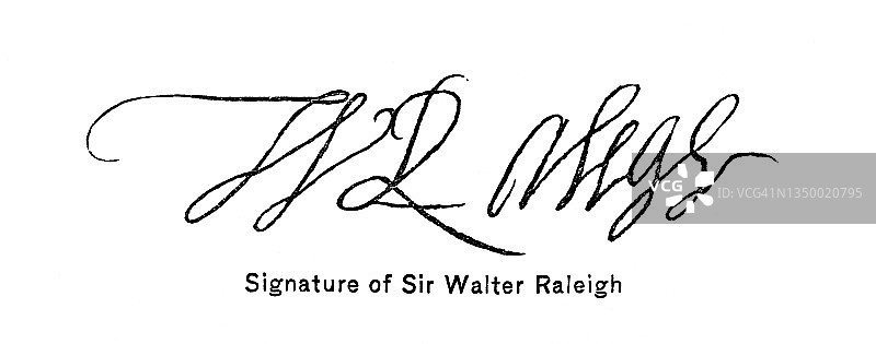 英国绅士沃尔特·雷利爵士的签名图片素材