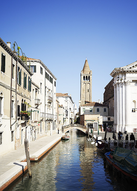 沿着威尼斯运河眺望图片素材