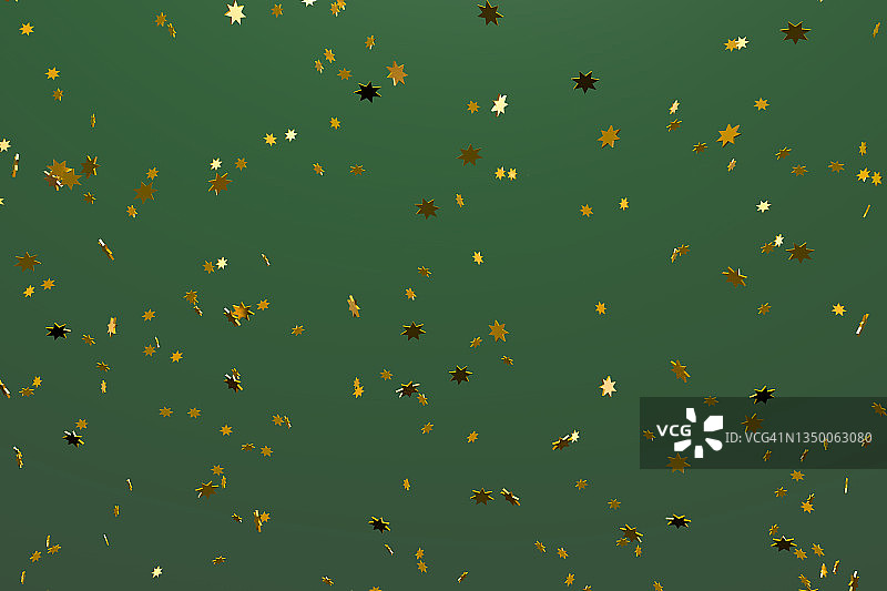 绿色背景上的金色星星图片素材