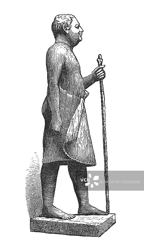 古埃及艺术古老雕刻插图：卡珀或卡阿珀雕像图片素材