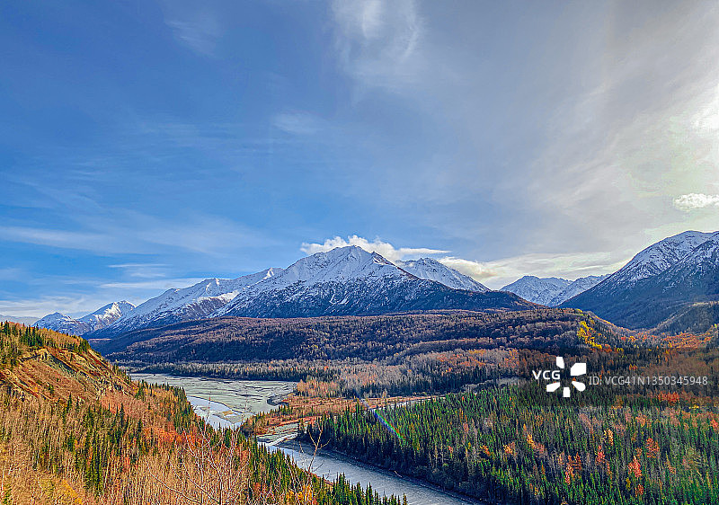 阿拉斯加州马塔努斯卡河附近的国王山图片素材