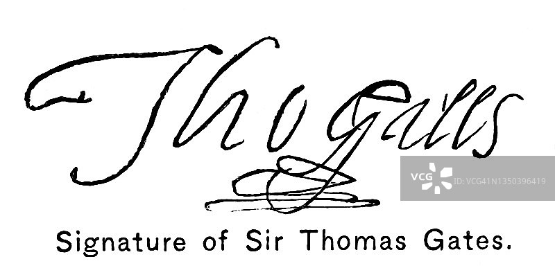 托马斯·盖茨爵士的签名图片素材