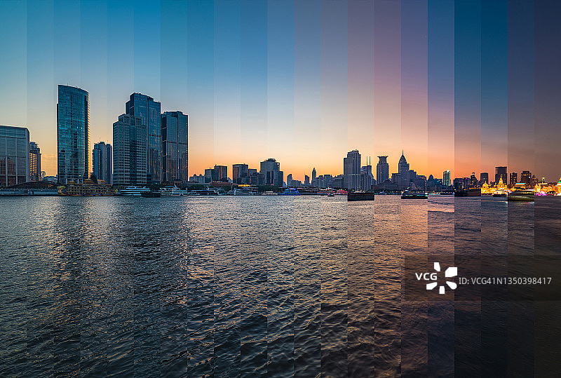 上海市中心延时全景：黄浦江图片素材