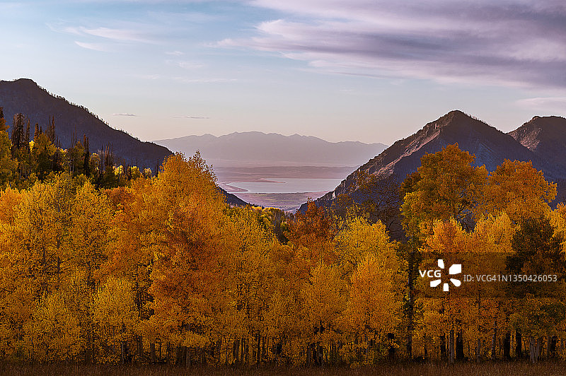 犹他湖的秋季峡谷景色图片素材