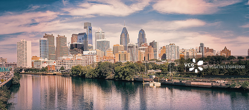 费城城市全景图片素材