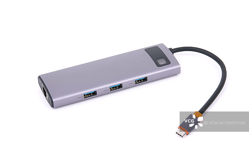 USB-C HUB扩展坞（白色背景）图片素材