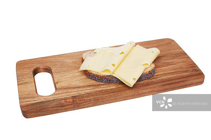 木制砧板上的火腿奶酪三明治图片素材