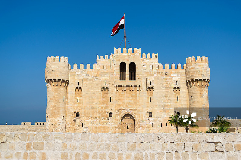 地中海亚历山大城的卡特贝城堡图片素材