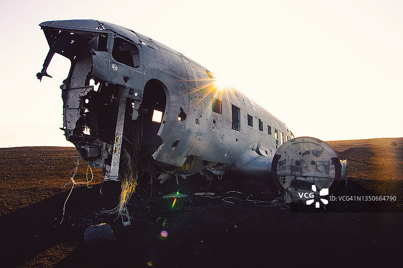 冰岛南海岸的索尔黑马桑德飞机残骸图片素材