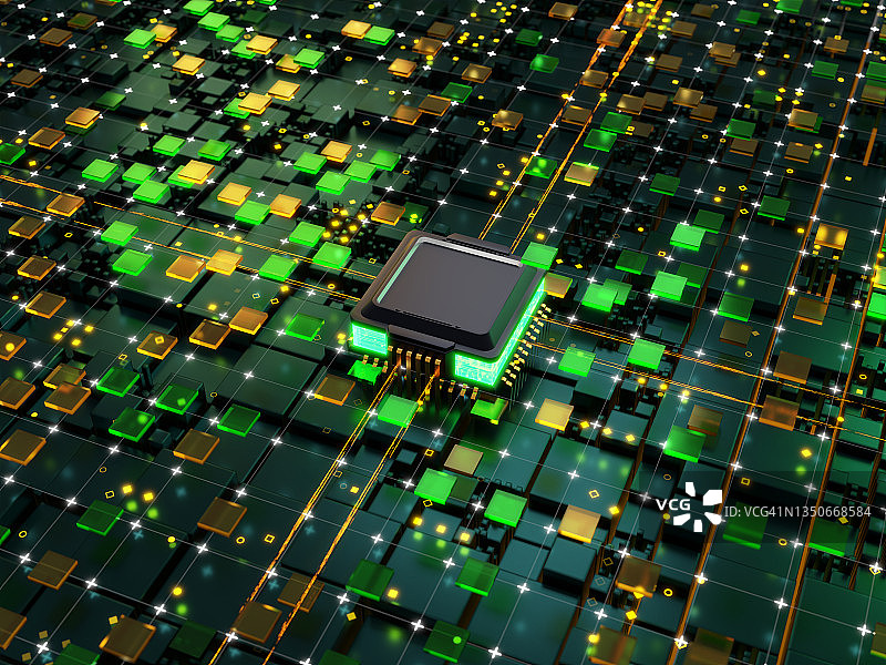 具有人工智能的未来高科技计算机网络概念图片素材