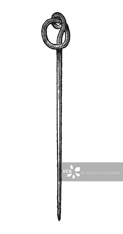 苏黎世湖青铜时代文物（桩式建筑）老式雕刻插图——针图片素材