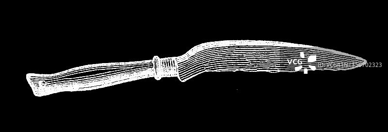 苏黎世湖青铜时代文物雕刻插图：刀图片素材