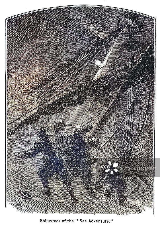 “海上冒险”号沉船事故古版画图片素材