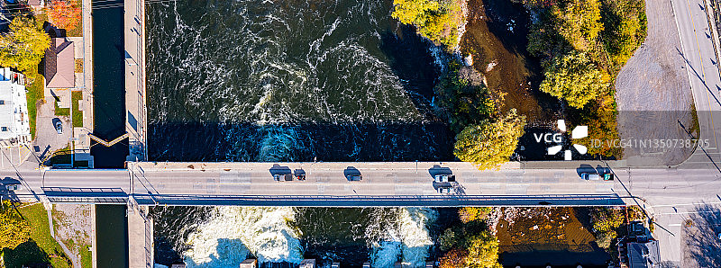 加拿大黑斯廷斯城镇和特伦特河航拍图片素材