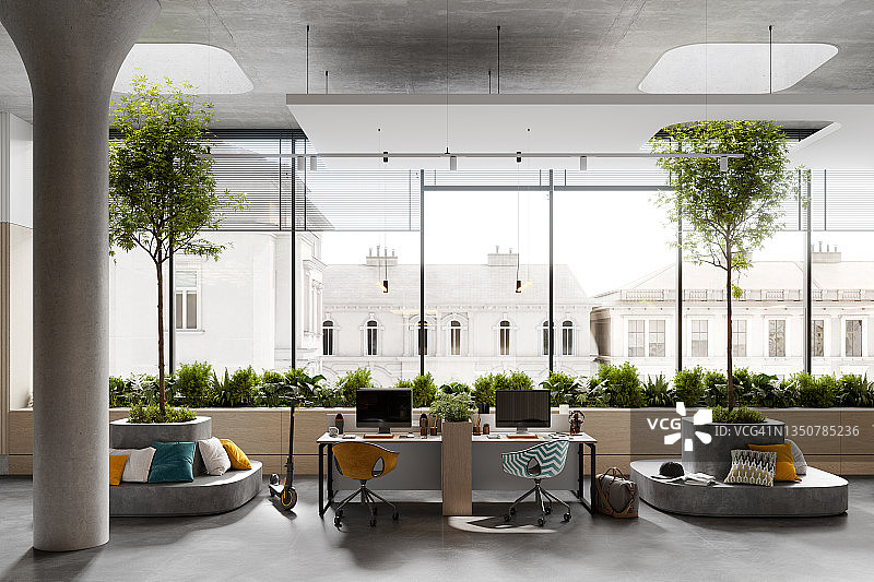 3D环保开放式办公空间图片素材