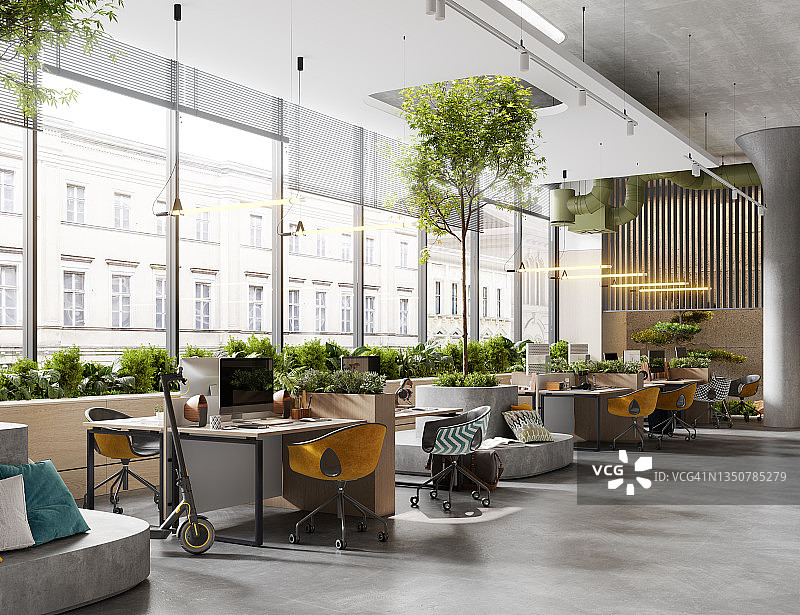 3D环保开放式办公空间图图片素材