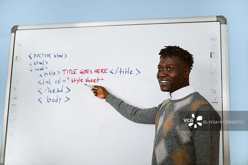 老师在教室的白板上书写图片素材