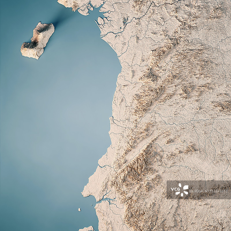 赤道几内亚3D地形渲染中性地图图片素材